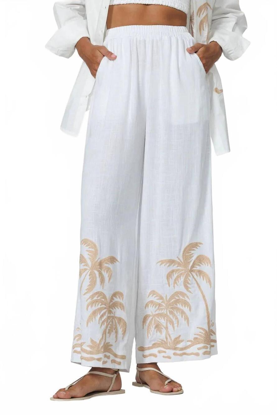 NEW LUSANA wide leg embroidered pant in palma